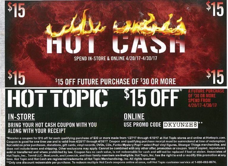 Hot Cash Redemption Time at Hot Topic! Holyoke Mall