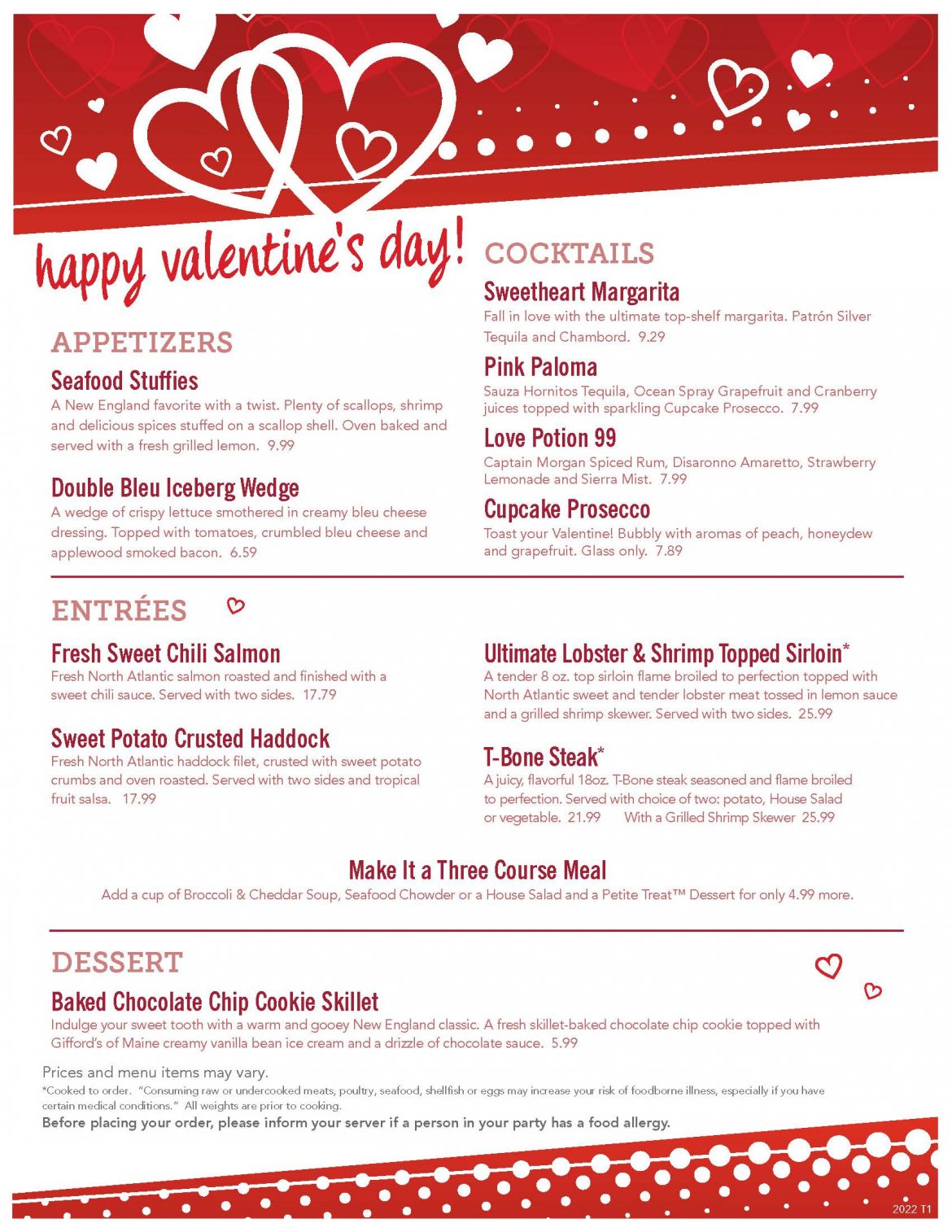 Special Valentine's Day Menu at Nine Restaurant & Pub! Holyoke