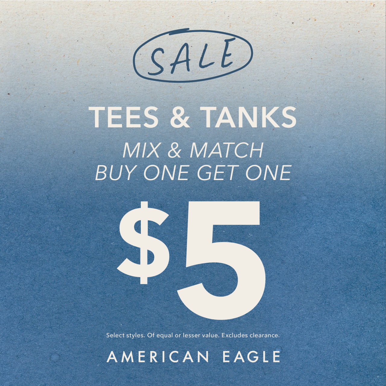 American Eagle Outfitters Campaign 69 American Eagle Tees Tanks Buy One Get One for 5 EN 1280x1280 1